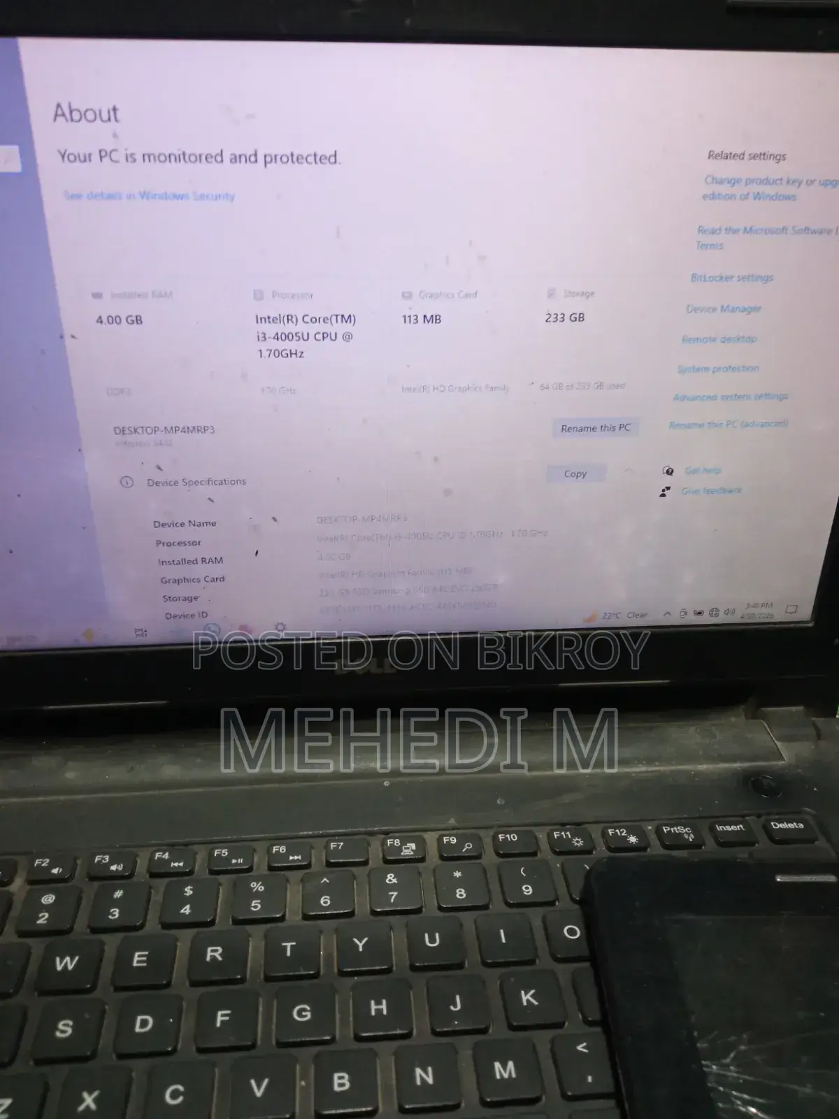 Laptop Dell Inspiron 15 1545 4GB Intel Core I3 SSD 250GB