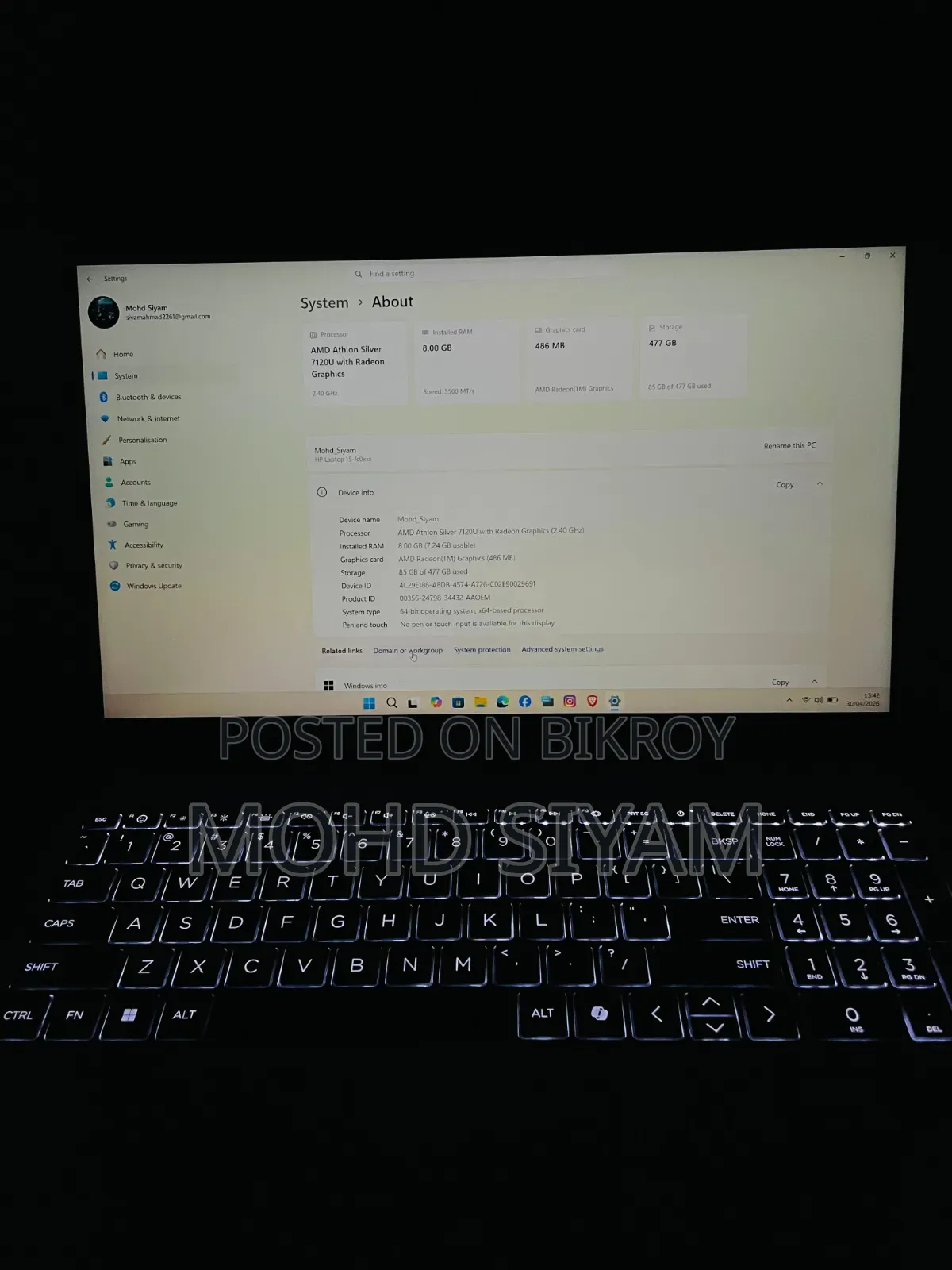 Laptop HP 15 8GB SSD 512GB