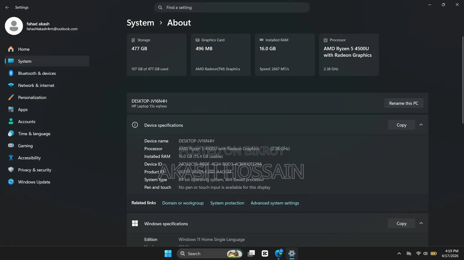 HP Laptop 15s eq1172au