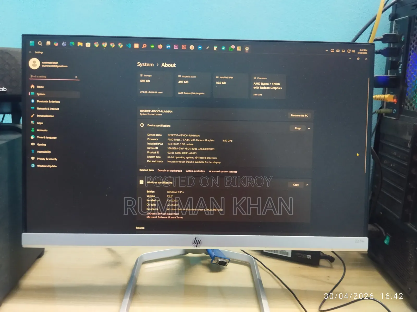 Desktop Computer 16GB AMD Ryzen 7 SSD 256GB