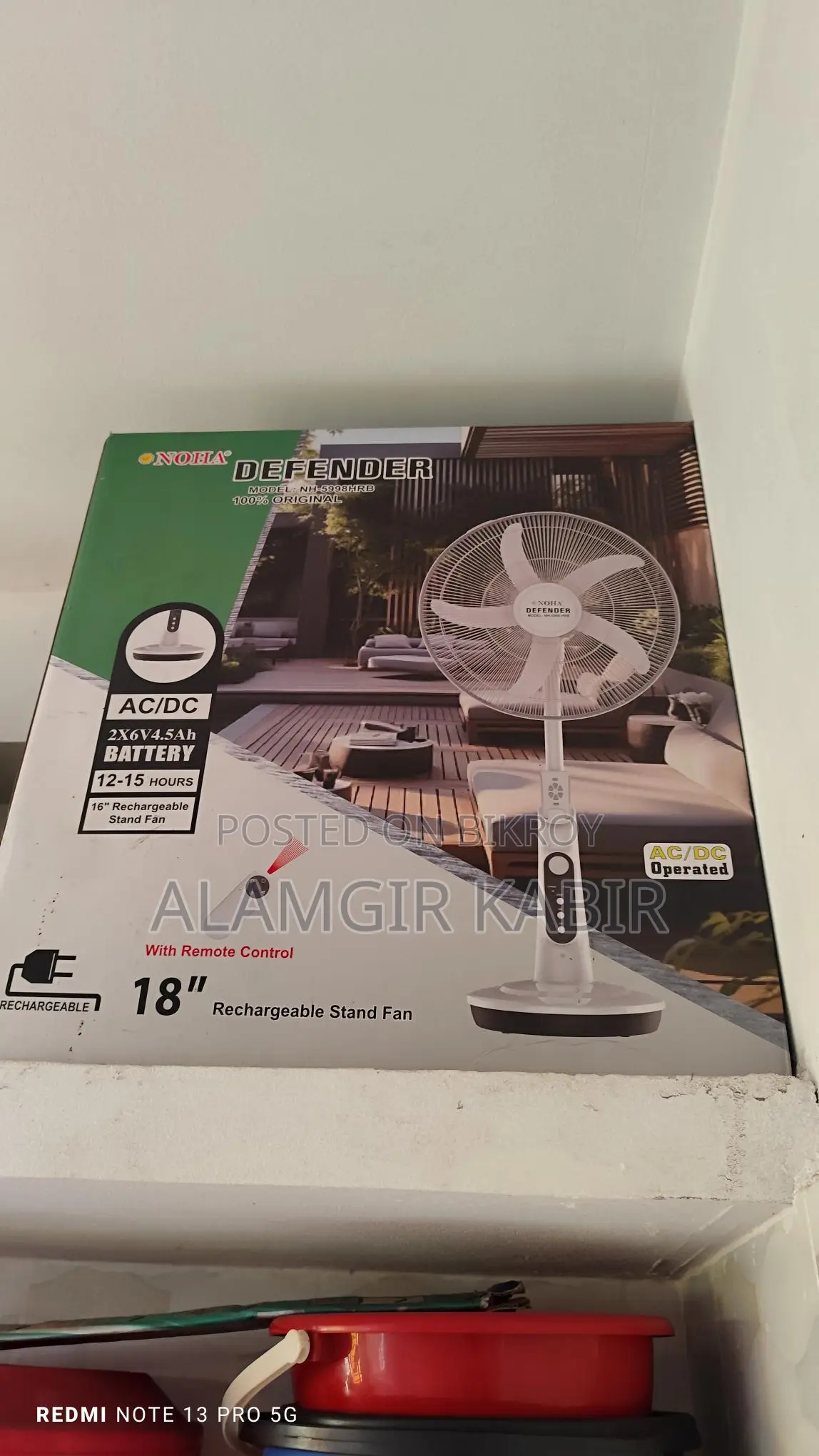Noha Defender 18" Rechargeable Fan