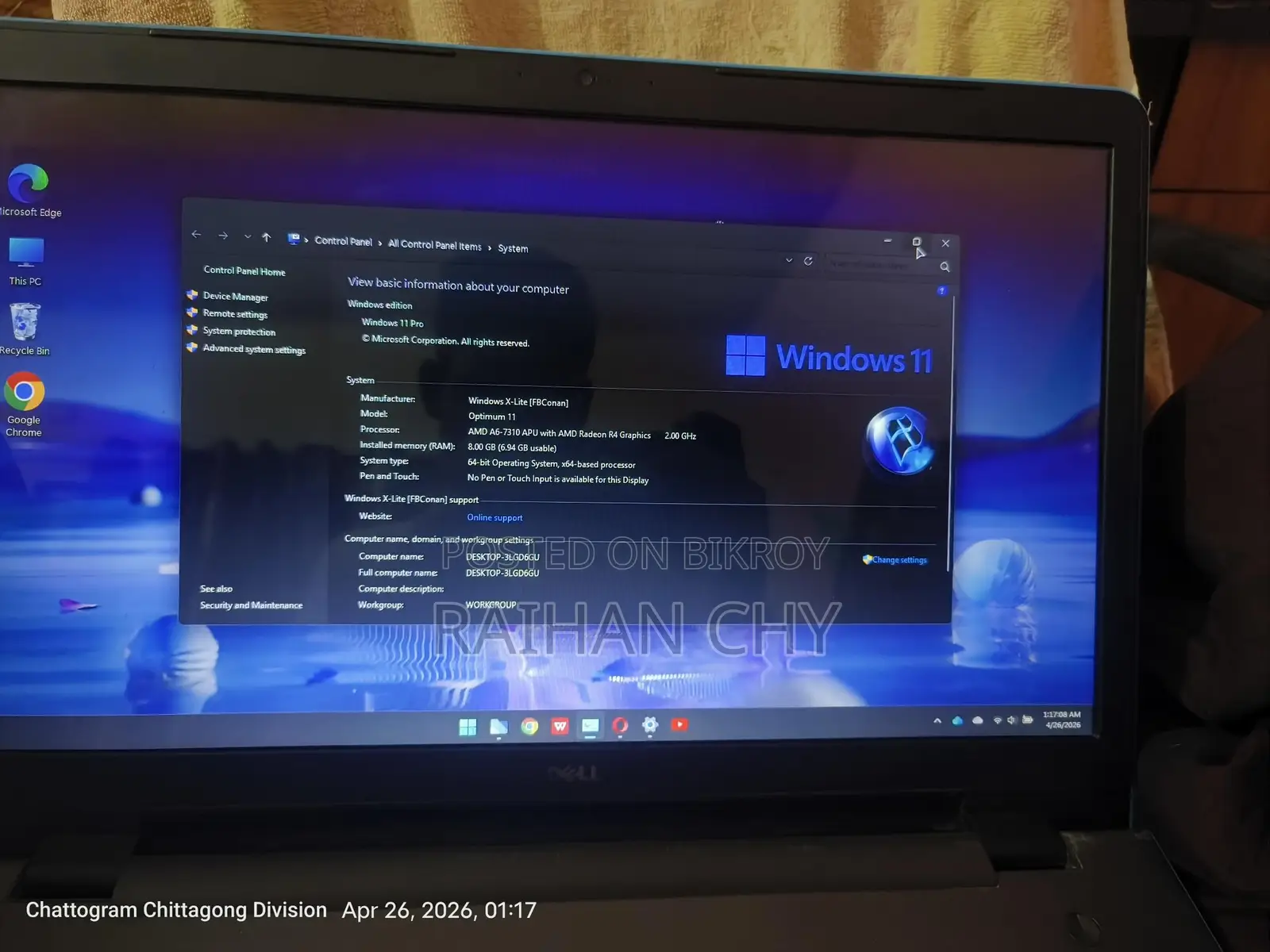 Big Screen Dell Laptop 8GB RAM