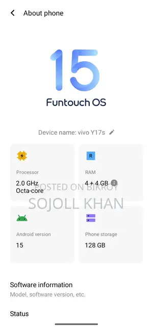 Vivo Y17s RAM 4+4GB, ROM 128GB (Used)