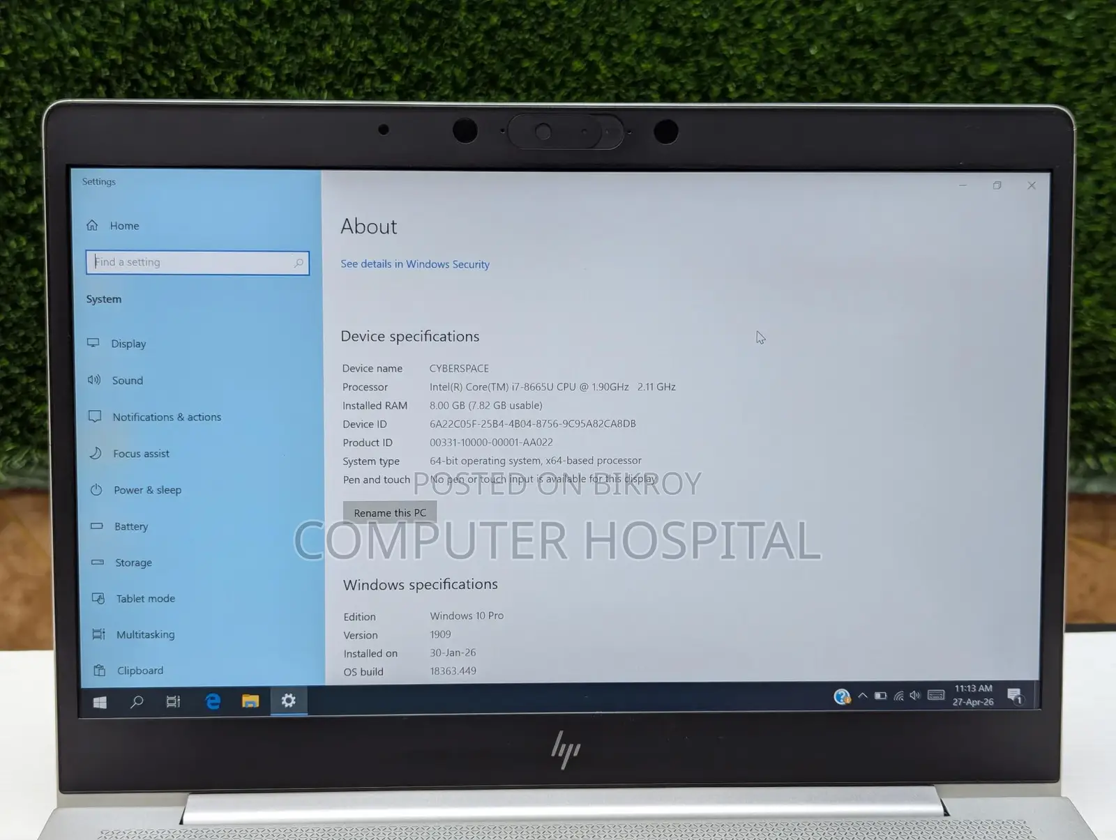 HP ELITEBOOK 840 G6 | Core i7 8th Gen RAM 8GB SSD 256GB