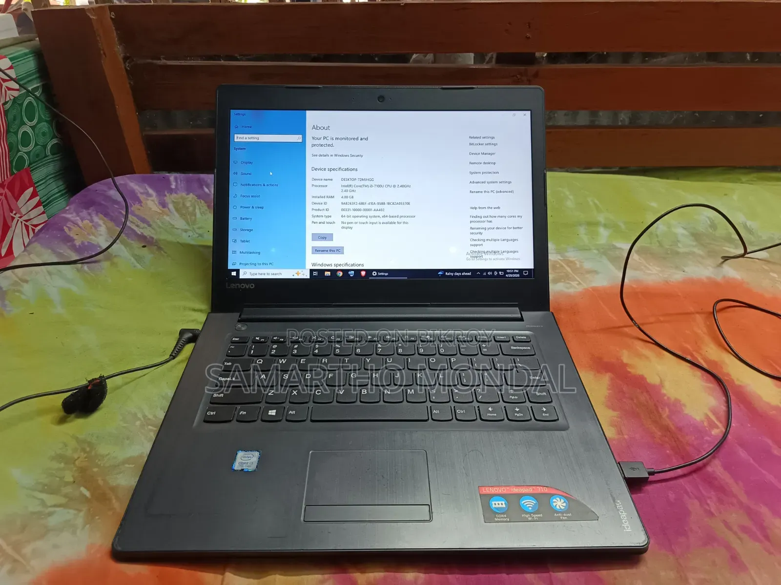 Laptop Lenovo IdeaPad 310 4GB Intel Core I3 HDD+SSD 512GB
