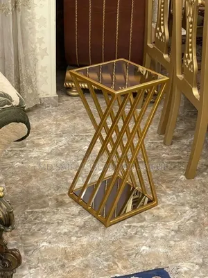 Golden Geometric Mirror Side Table