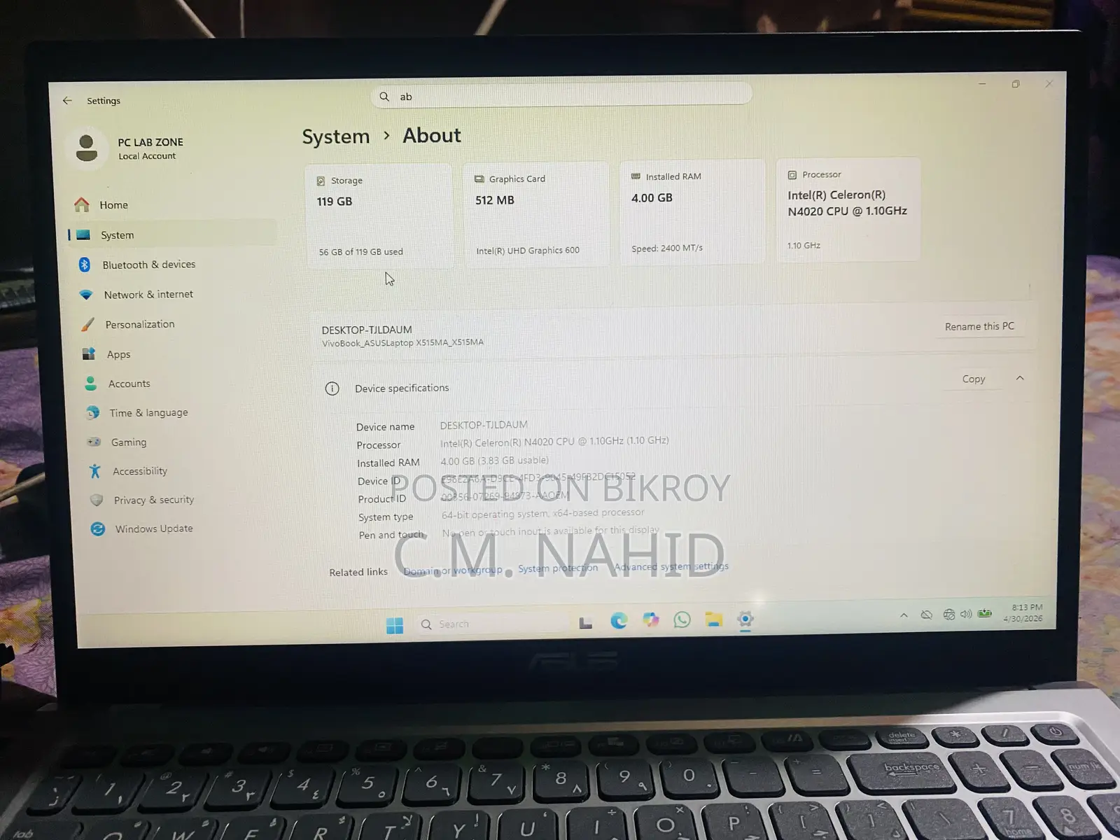 New Laptop Asus 8GB SSHD+SSD 1T