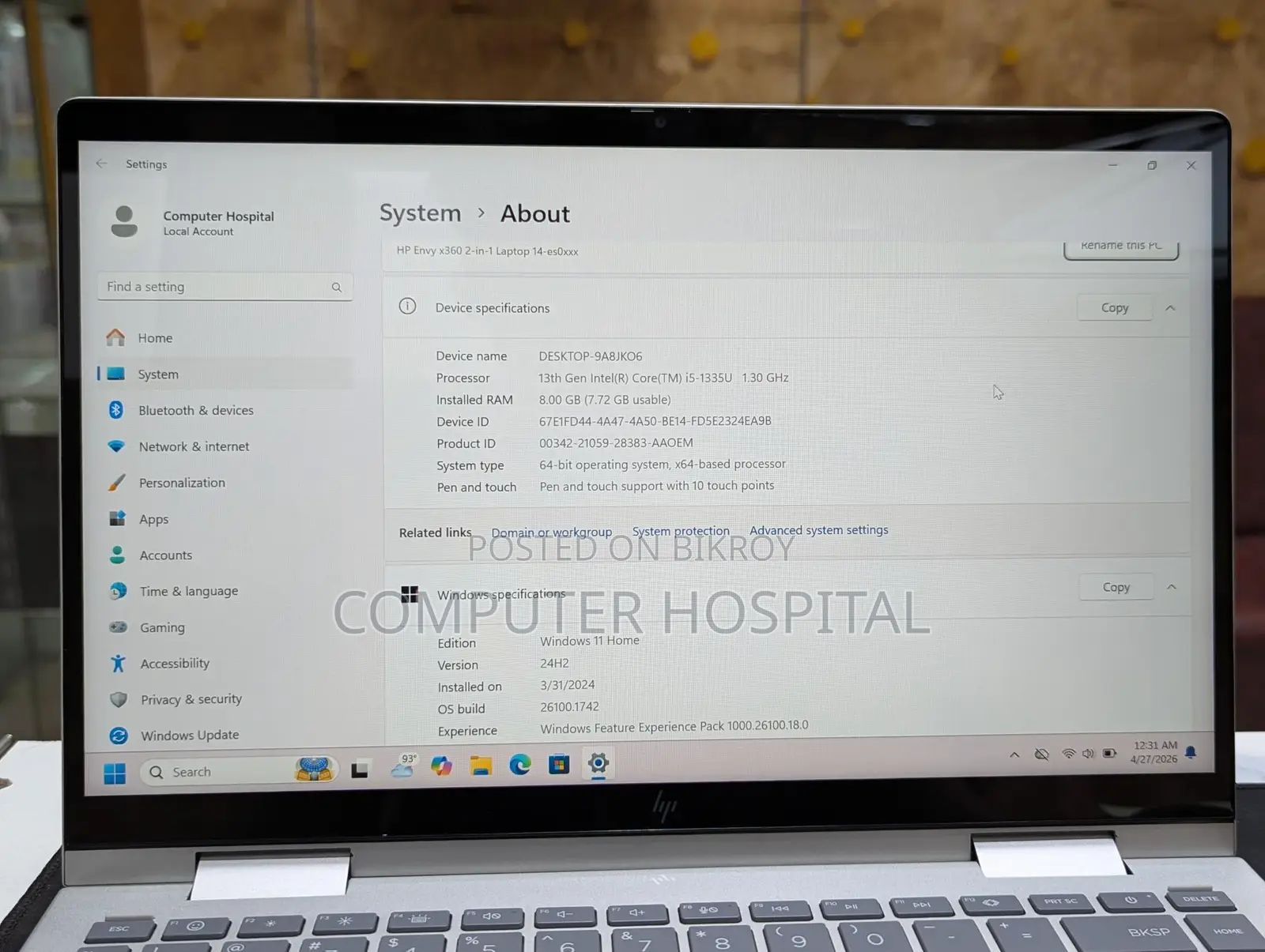 HP Envy x360 2-in-1 Laptop 14 | Core i5 13th Gen RAM~8GB SSD~512GB