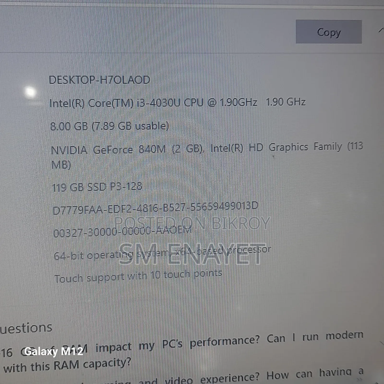Laptop Asus 8GB Intel Core i3 HDD+SSD 1T