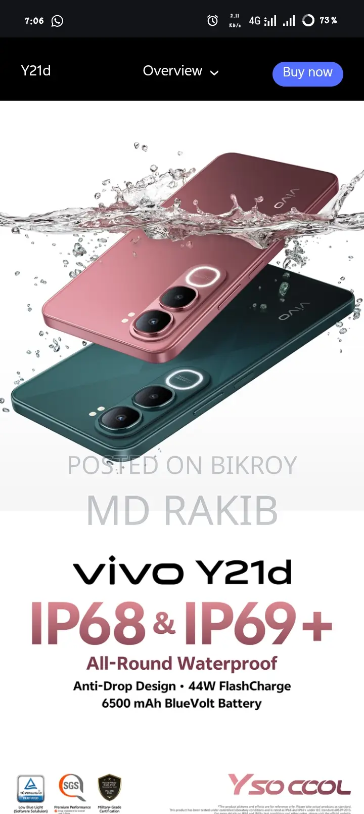 Vivo Y21 y21d (Used)