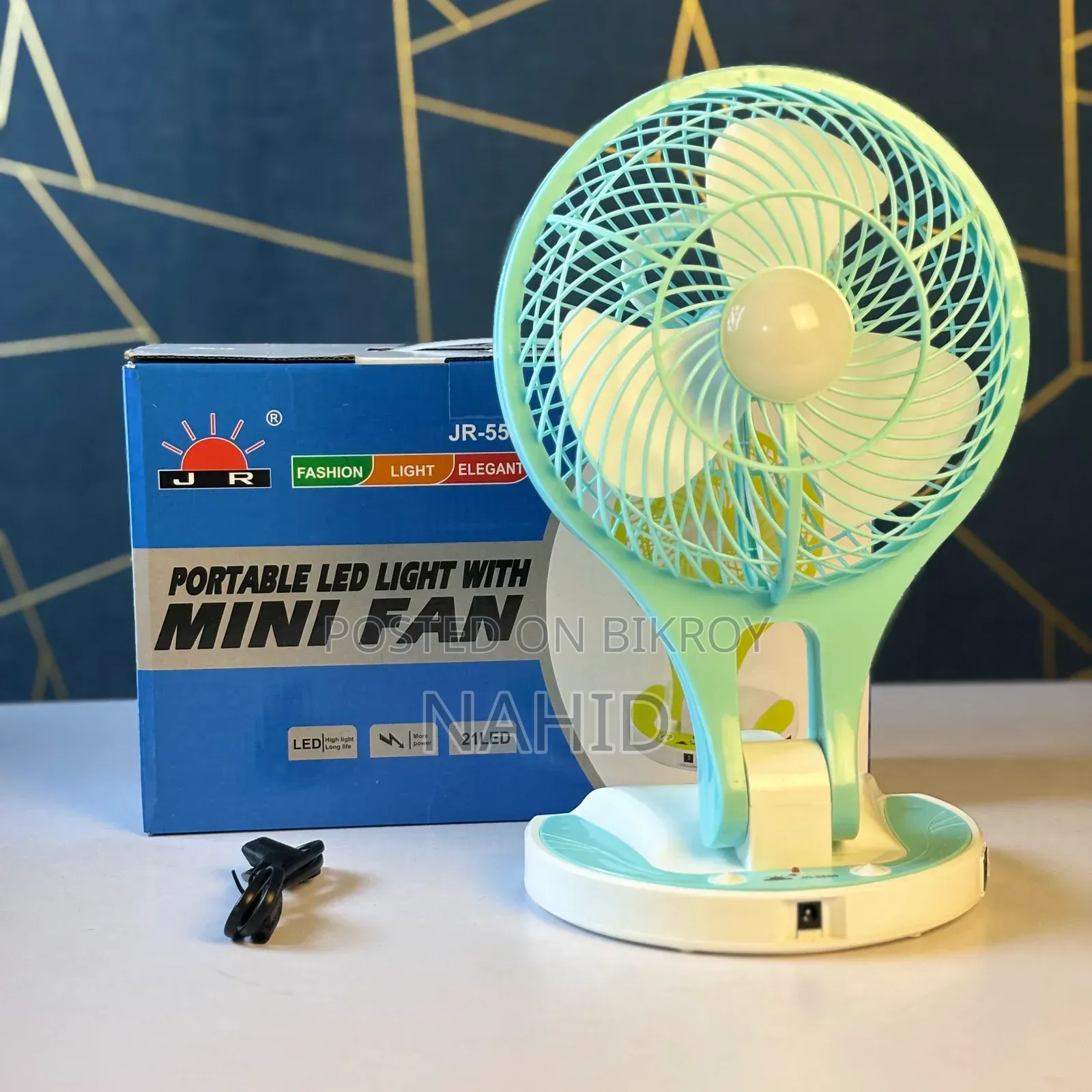 Mini Fan Jr-5580 With Portable Led Light