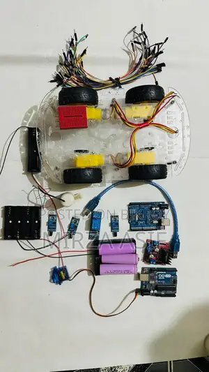 Arduino Uno, Motor Driver, Car Chassis Etc.