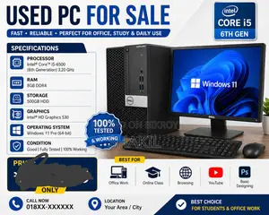 Desktop Computer 8GB Intel Core i5 SSD 256GB