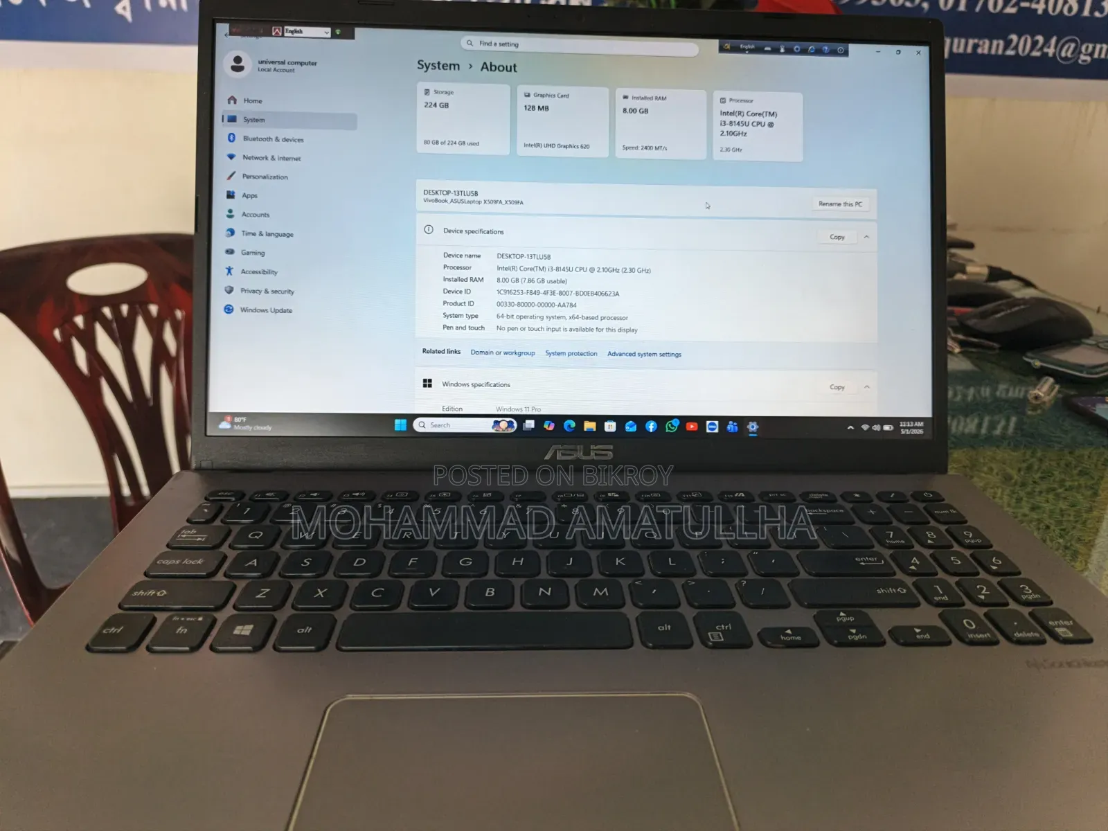 Laptop Asus VivoBook S301LP 8GB Intel Core I3 SSD 256GB