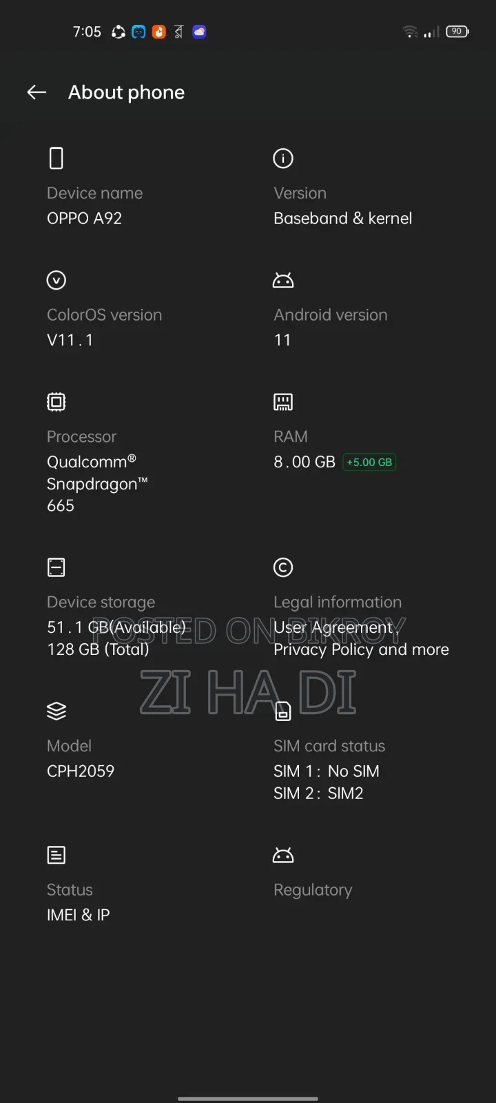 Oppo A92 128 GB Blue