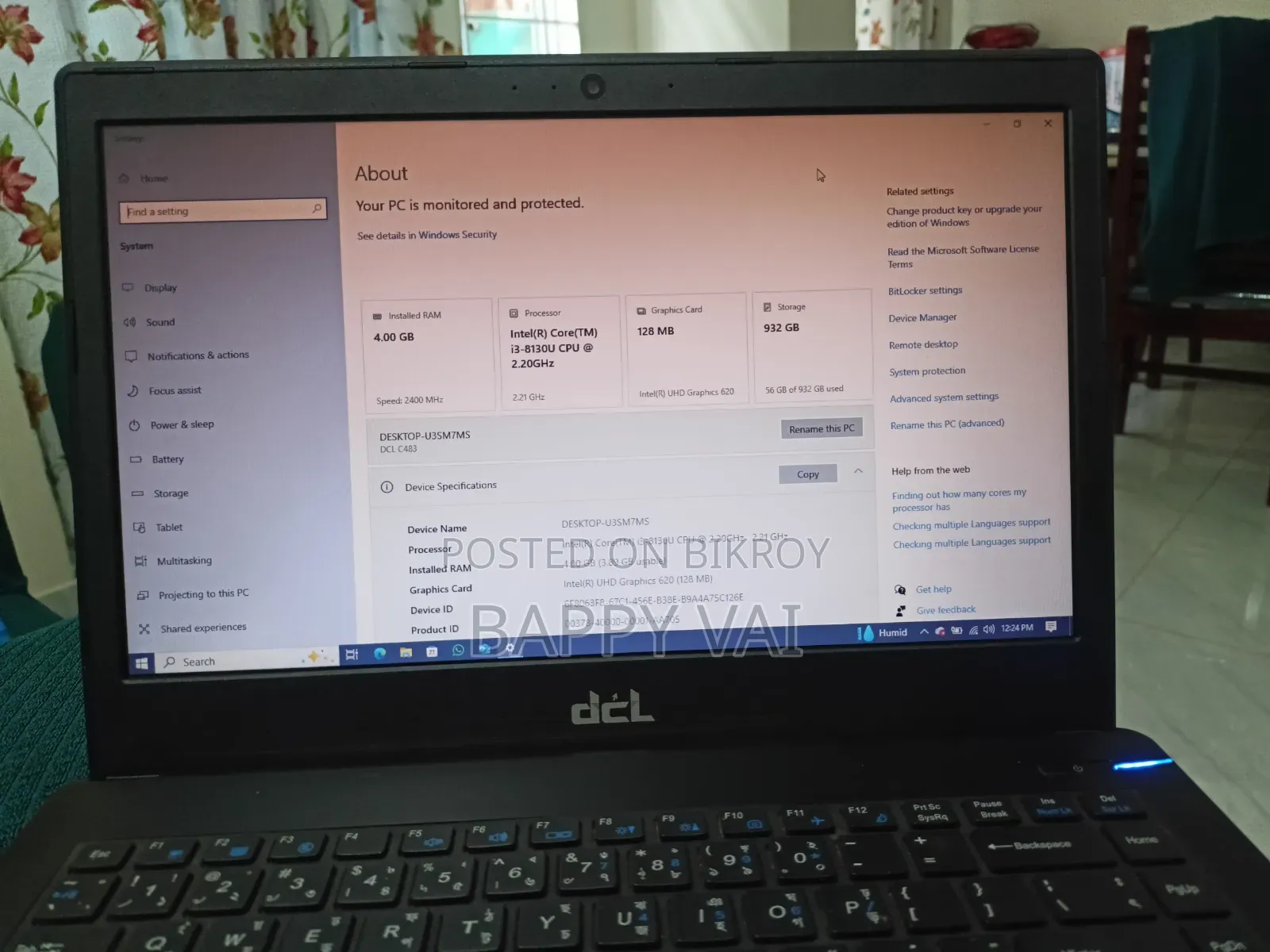 Laptop 4GB Intel Core I3 HDD 1T