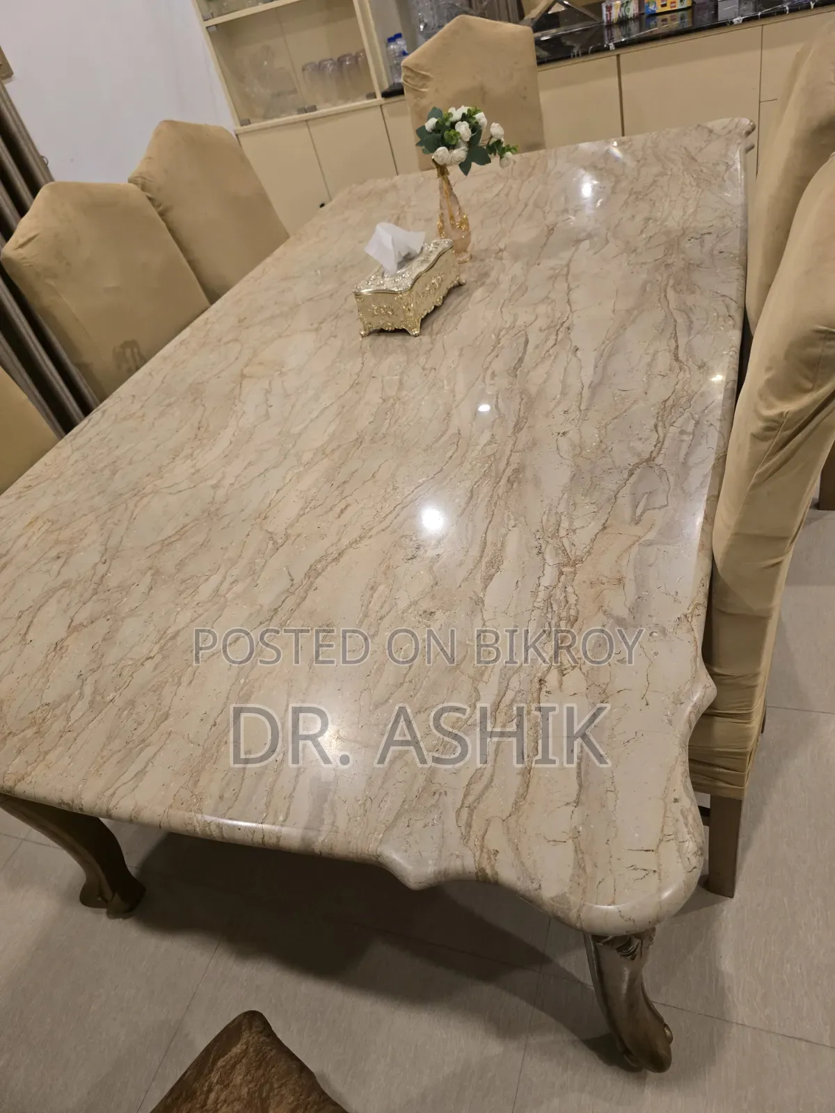 8 Chair Dining Table With Original Marble Top Sell Post