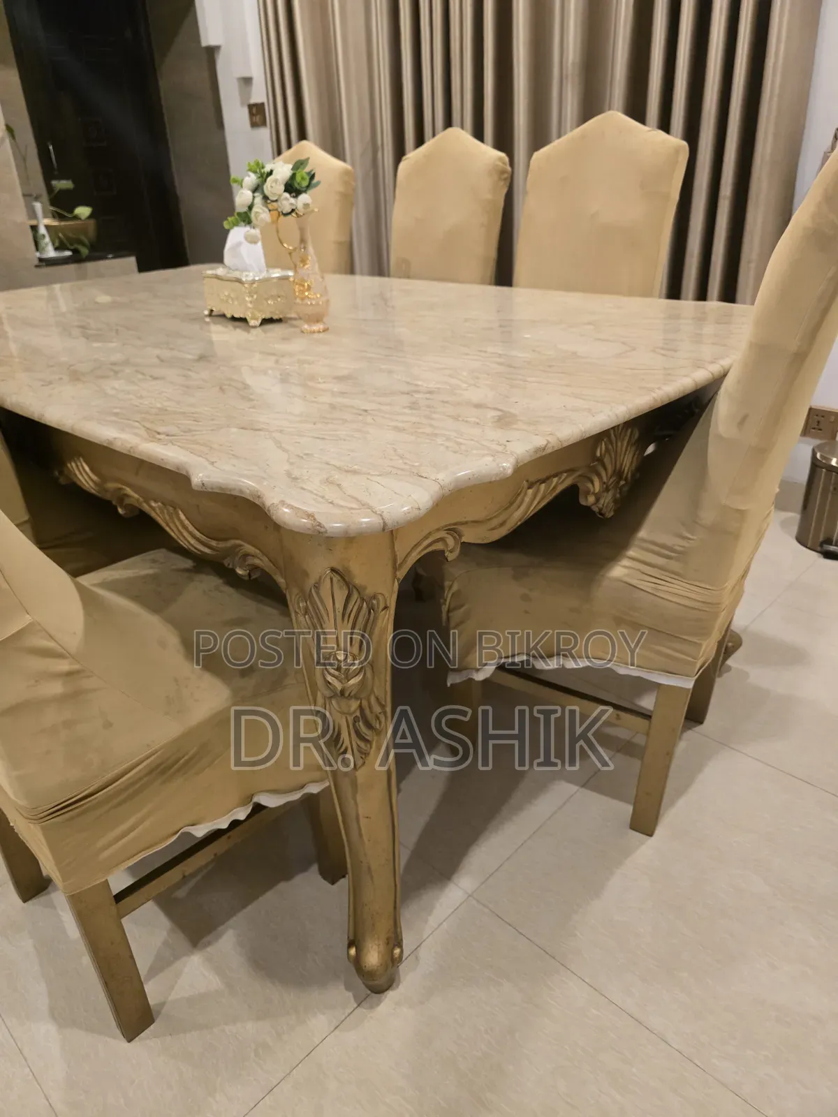 8 Chair Dining Table With Original Marble Top Sell Post