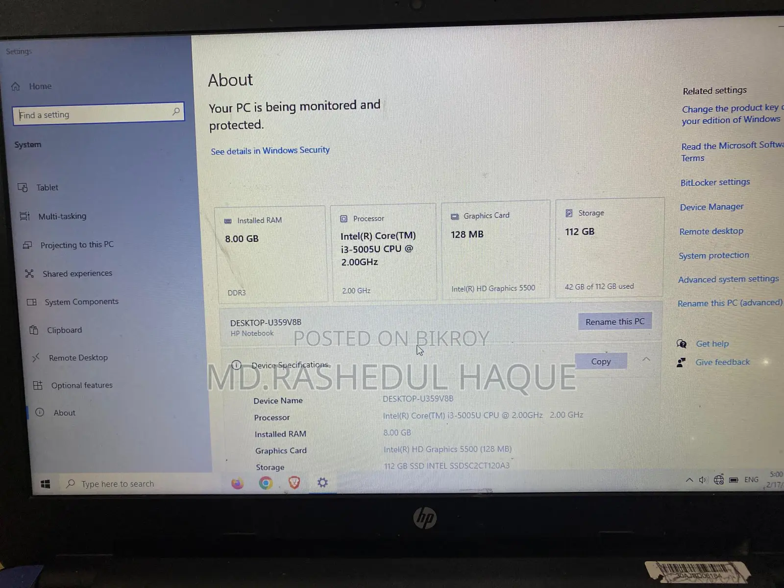 Hp Cori3 6th Gen