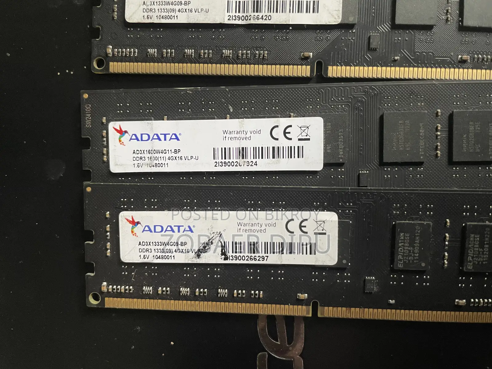 Adata 4GB DDR3 1600 Bus RAM