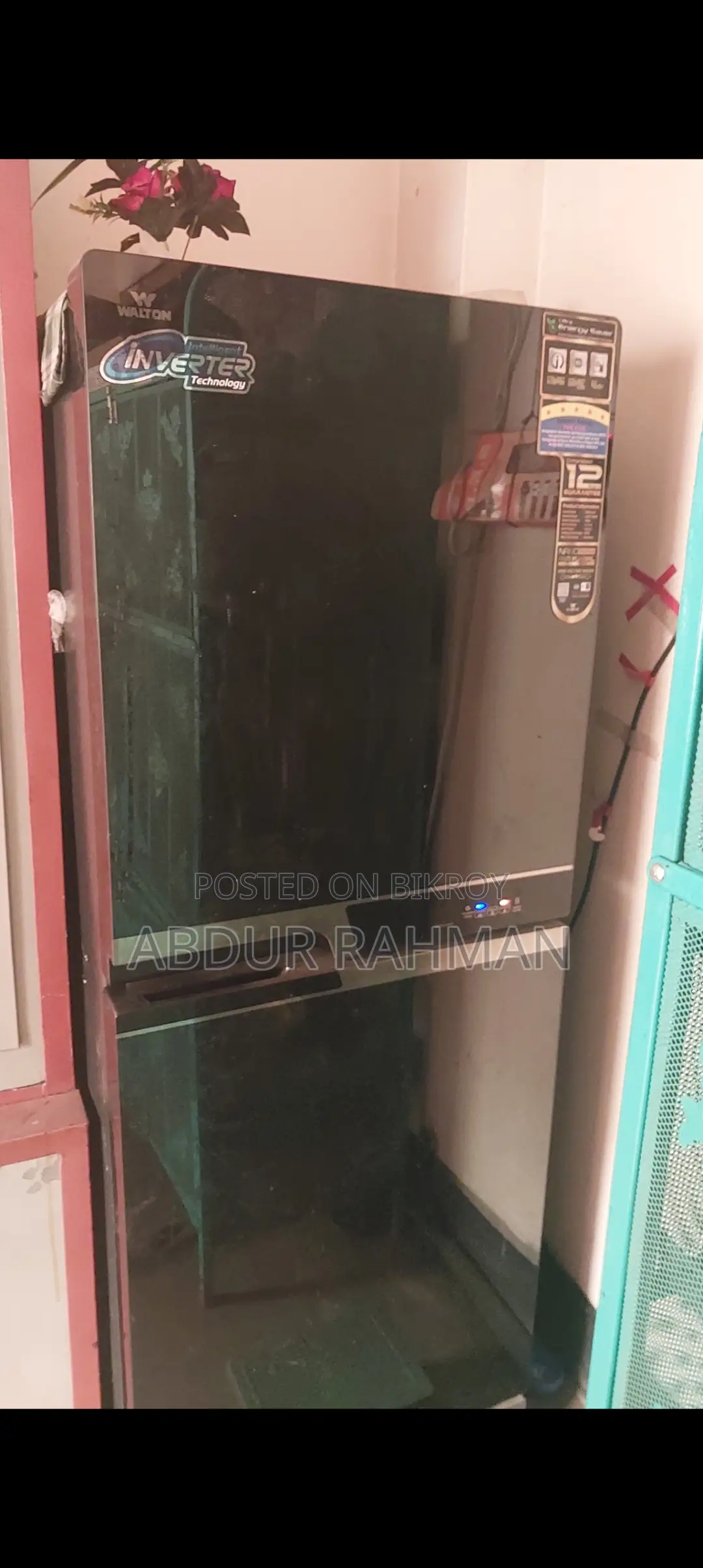 Walton Fridge Black Color Glass Edition