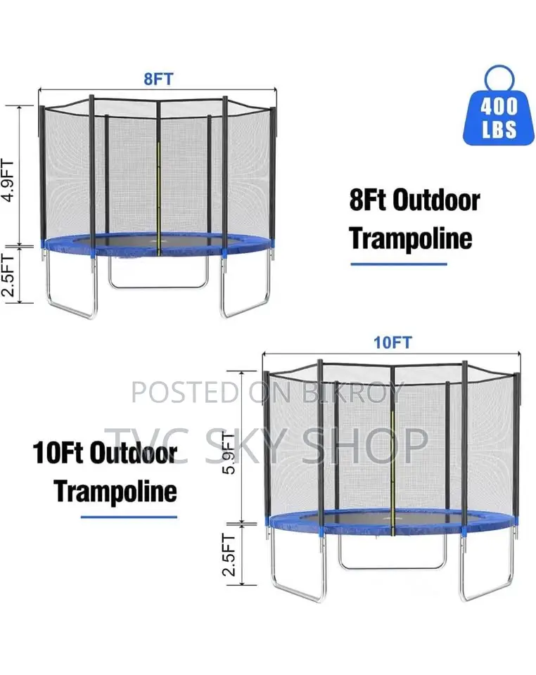 6 FT Outdoor Trampoline with Safety Enclosure Net (8/10/12/14/16FT )