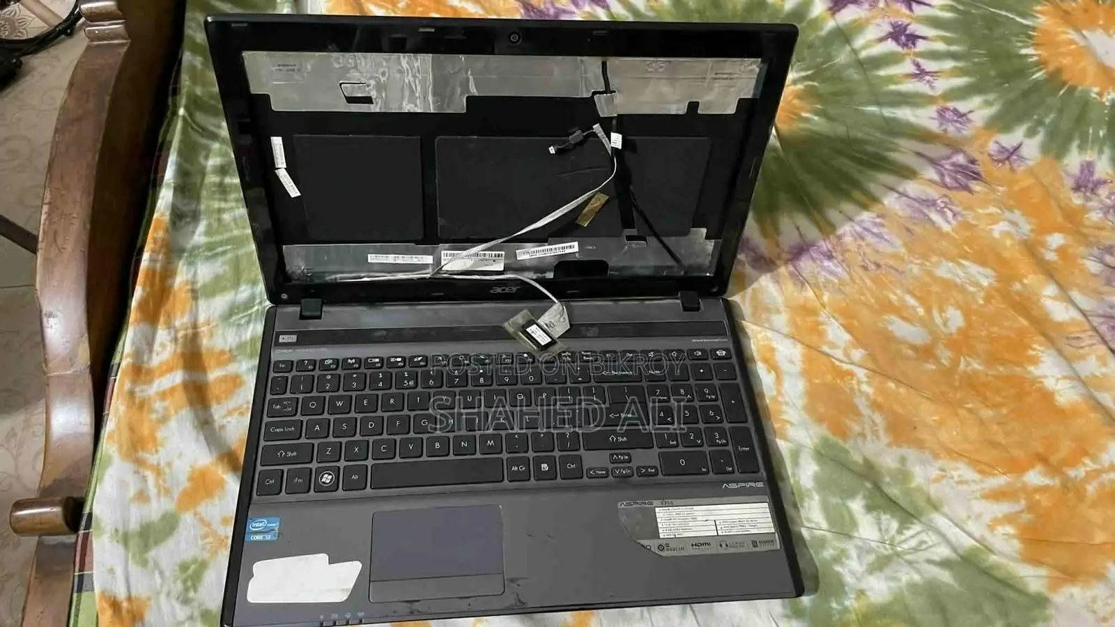 Acer Aspire 5755 Laptop Chassis For Parts Including CPU Fan