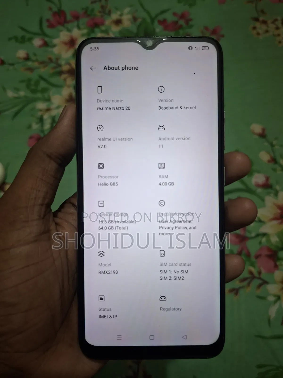 Realme Narzo 20 64 GB Silver