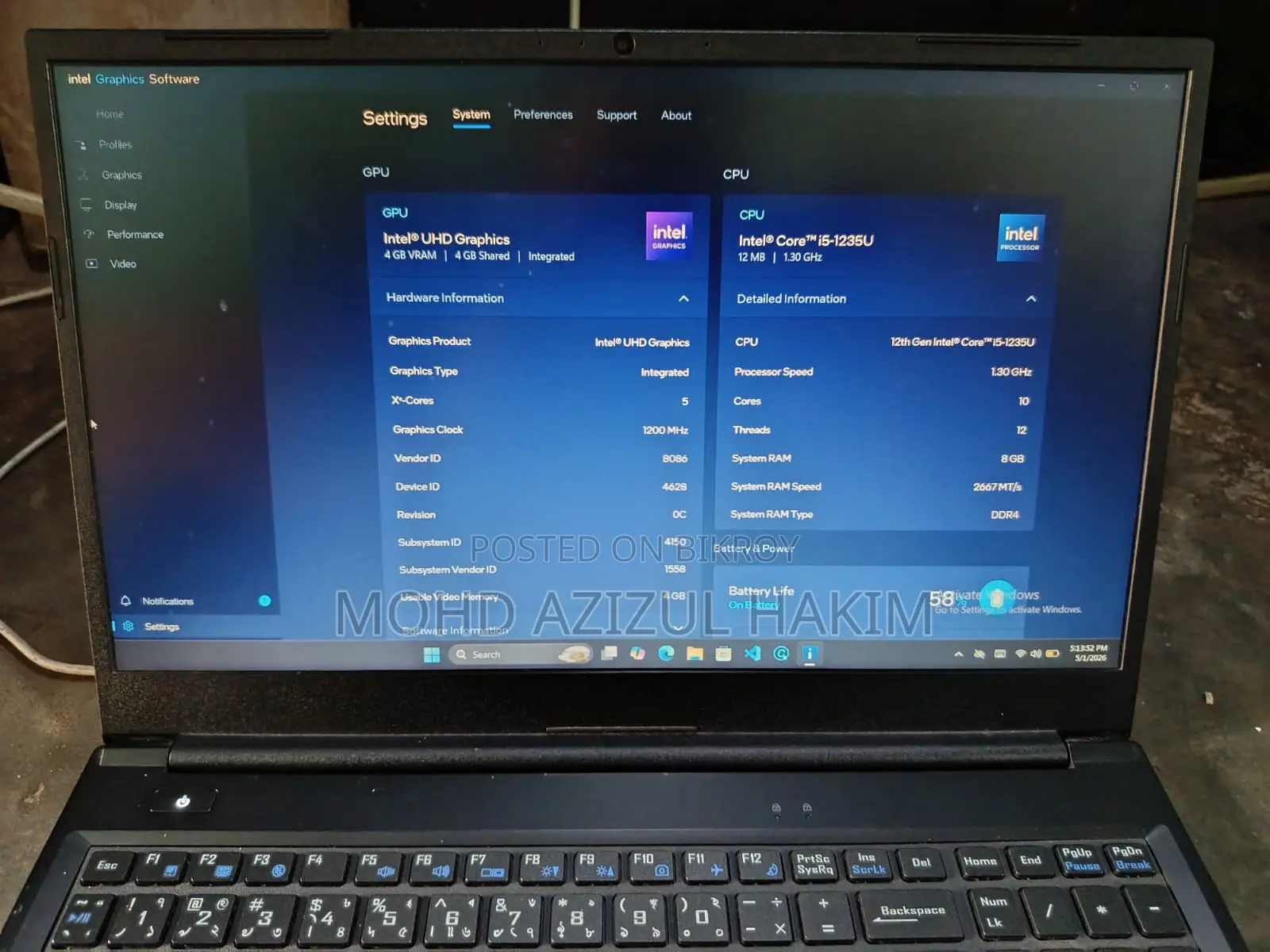 Laptop 8GB Intel Core I5 SSD 500GB