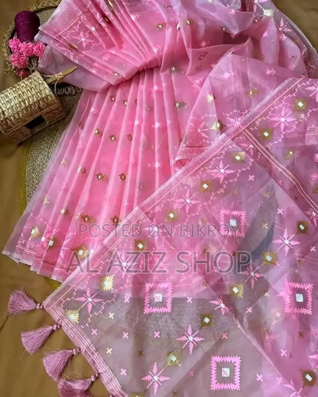 Half Silk Jamdani Print Saree