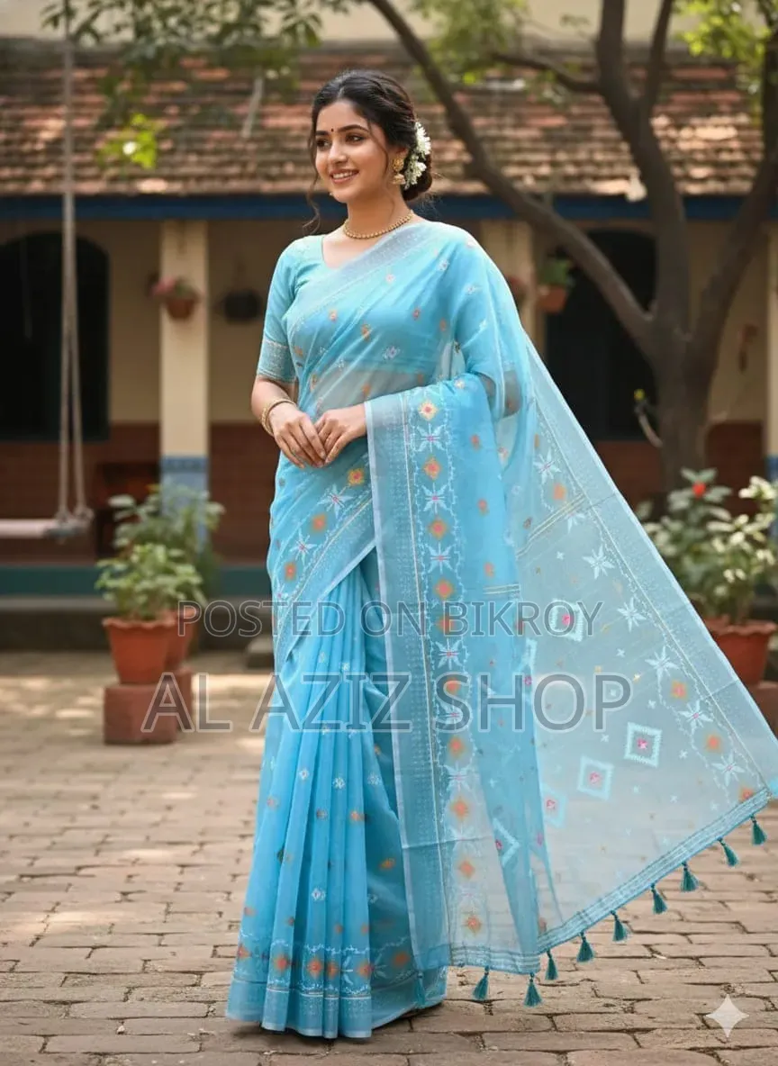 Half Silk Jamdani Print Saree