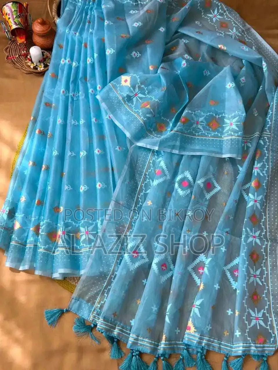 Half Silk Jamdani Print Saree