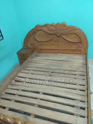 অরজিনাল সেগুন কাঠের মজবুত সেমি-ডাবল খাট (ম্যাট্রেস ও সাইড বক্সসহ)