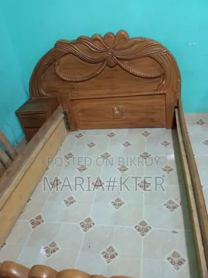 Original Teak Wood Sturdy Semi-Double Bed (with Mattress and Side Box)