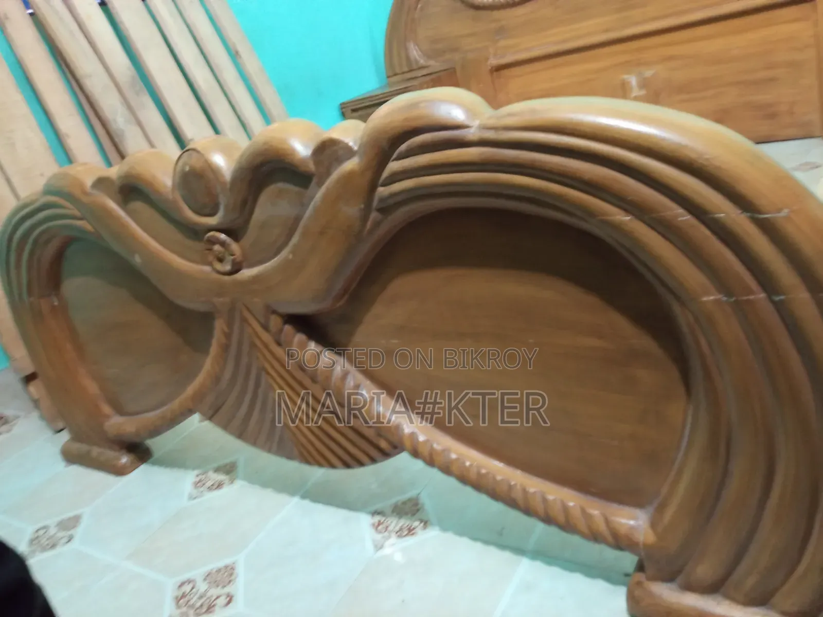 Original Teak Wood Sturdy Semi-Double Bed (with Mattress and Side Box)