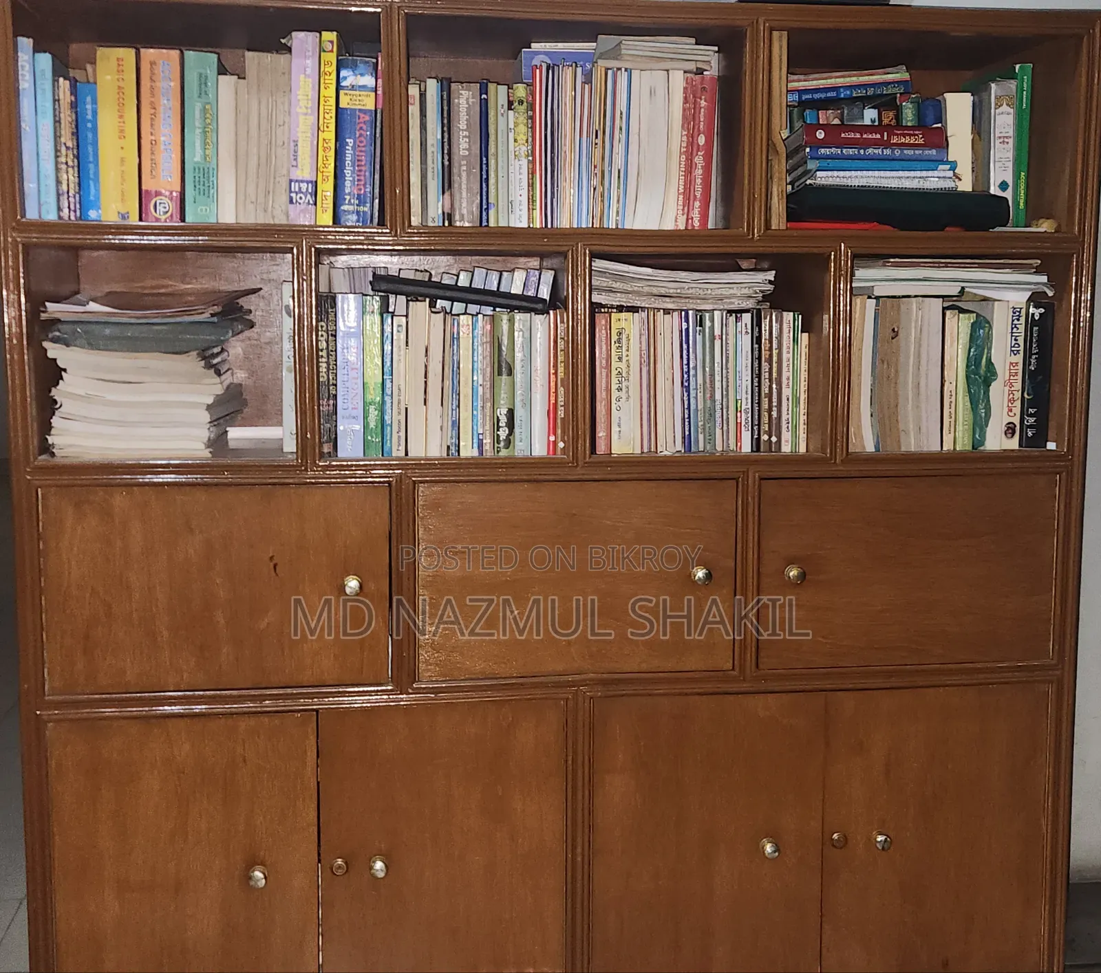 Premium Teak Wood Bookshelf-cum-Wardrobe for Sale