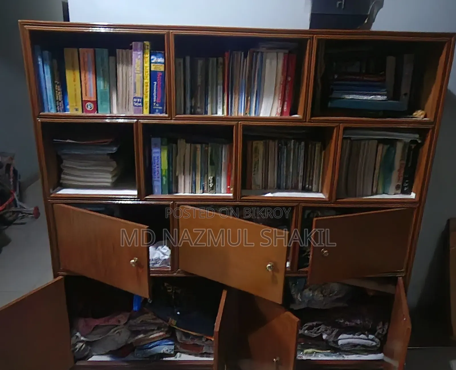 Premium Teak Wood Bookshelf-cum-Wardrobe for Sale