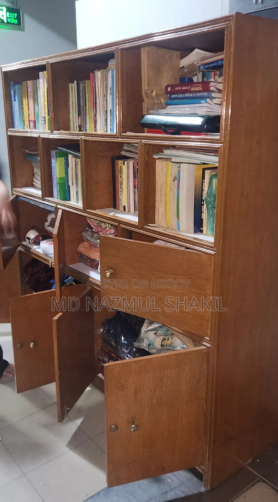 Premium Teak Wood Bookshelf-cum-Wardrobe for Sale