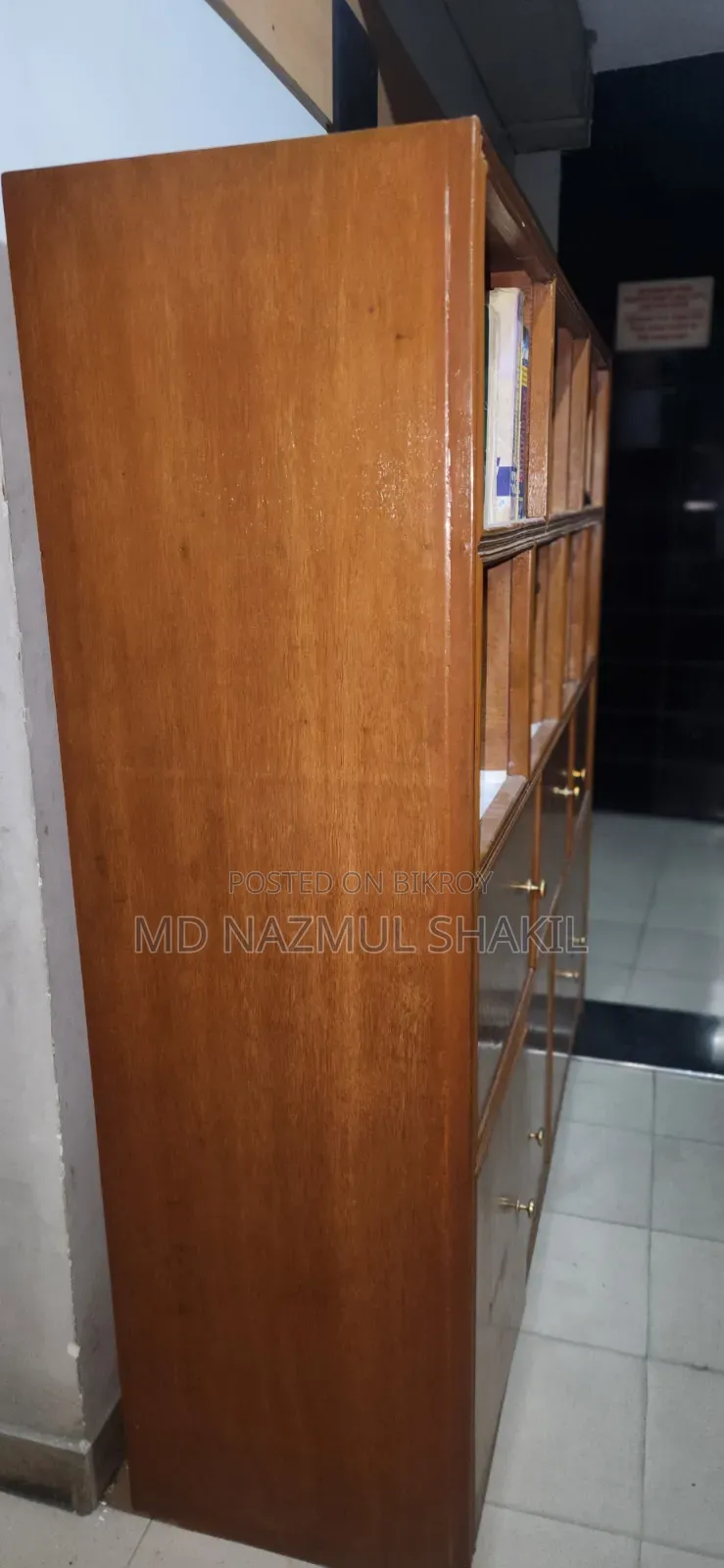 Premium Teak Wood Bookshelf-cum-Wardrobe for Sale
