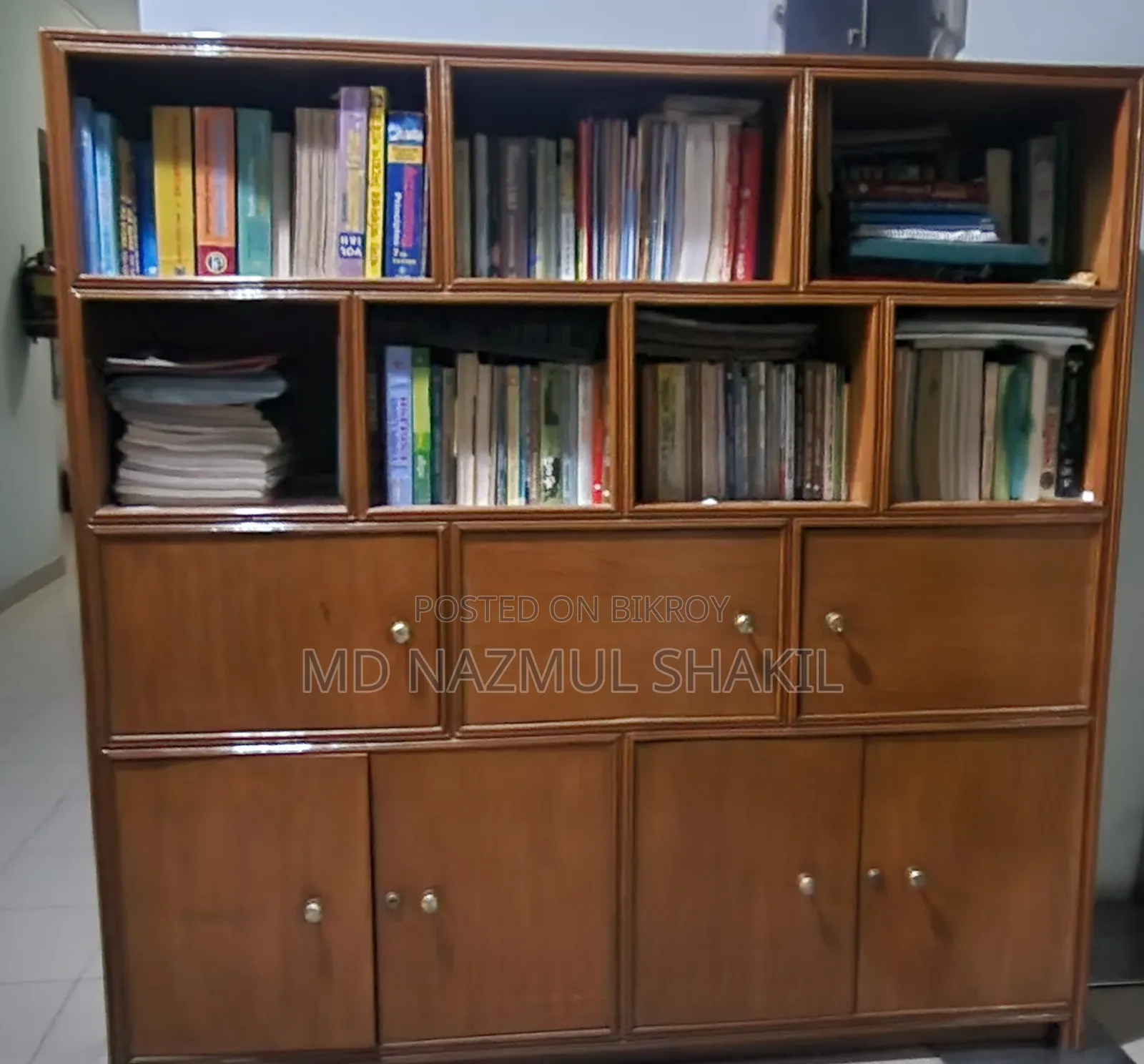 Premium Teak Wood Bookshelf-cum-Wardrobe for Sale