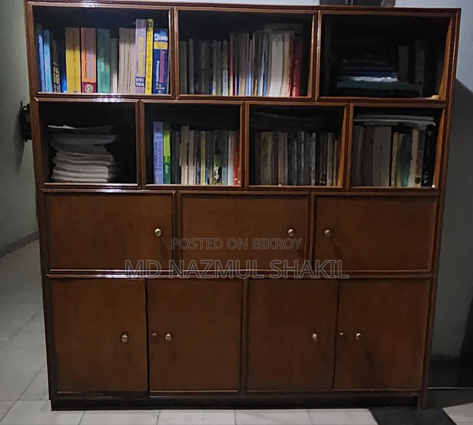 Premium Teak Wood Bookshelf-cum-Wardrobe for Sale