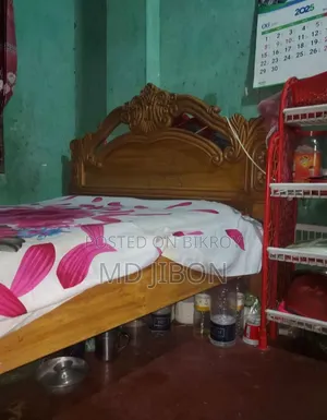 Original Teak Wood Bed 5ft x 7ft with Mattress for Sale