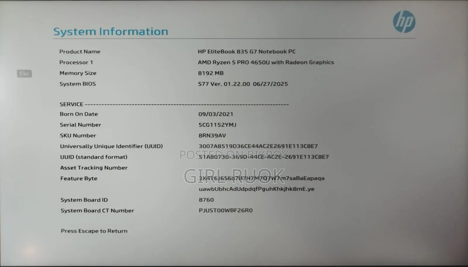 Laptop HP EliteBook 835 G7 8GB AMD Ryzen 5 SSD 256GB