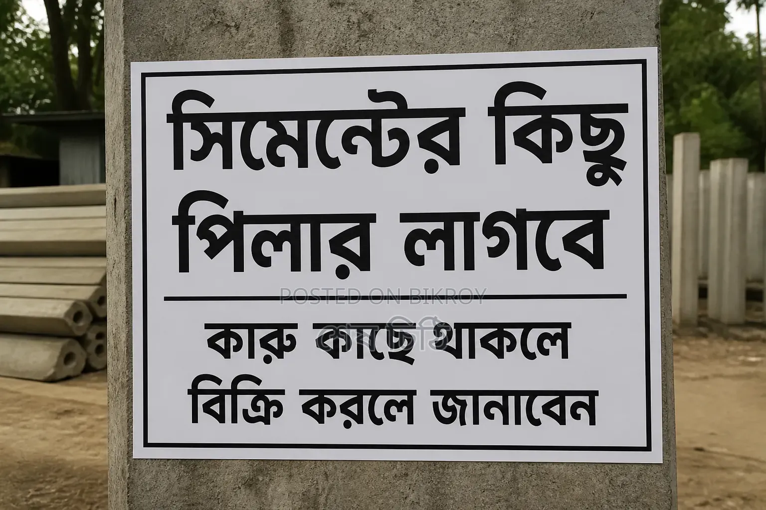 সিমেন্টের কিছু পিলার লাগবে