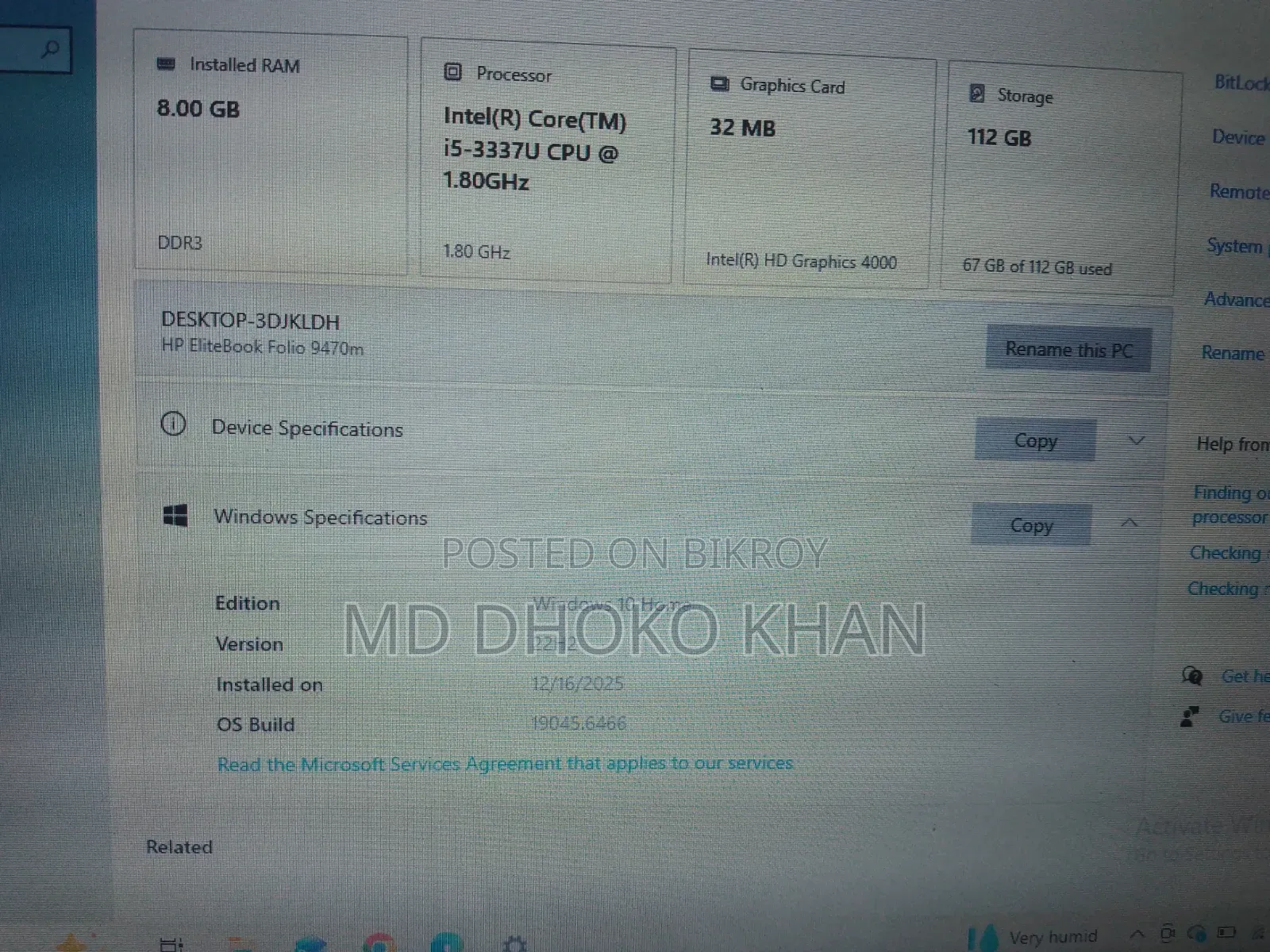 Laptop HP 15 8GB Intel Core I5 HDD+SSD 128GB