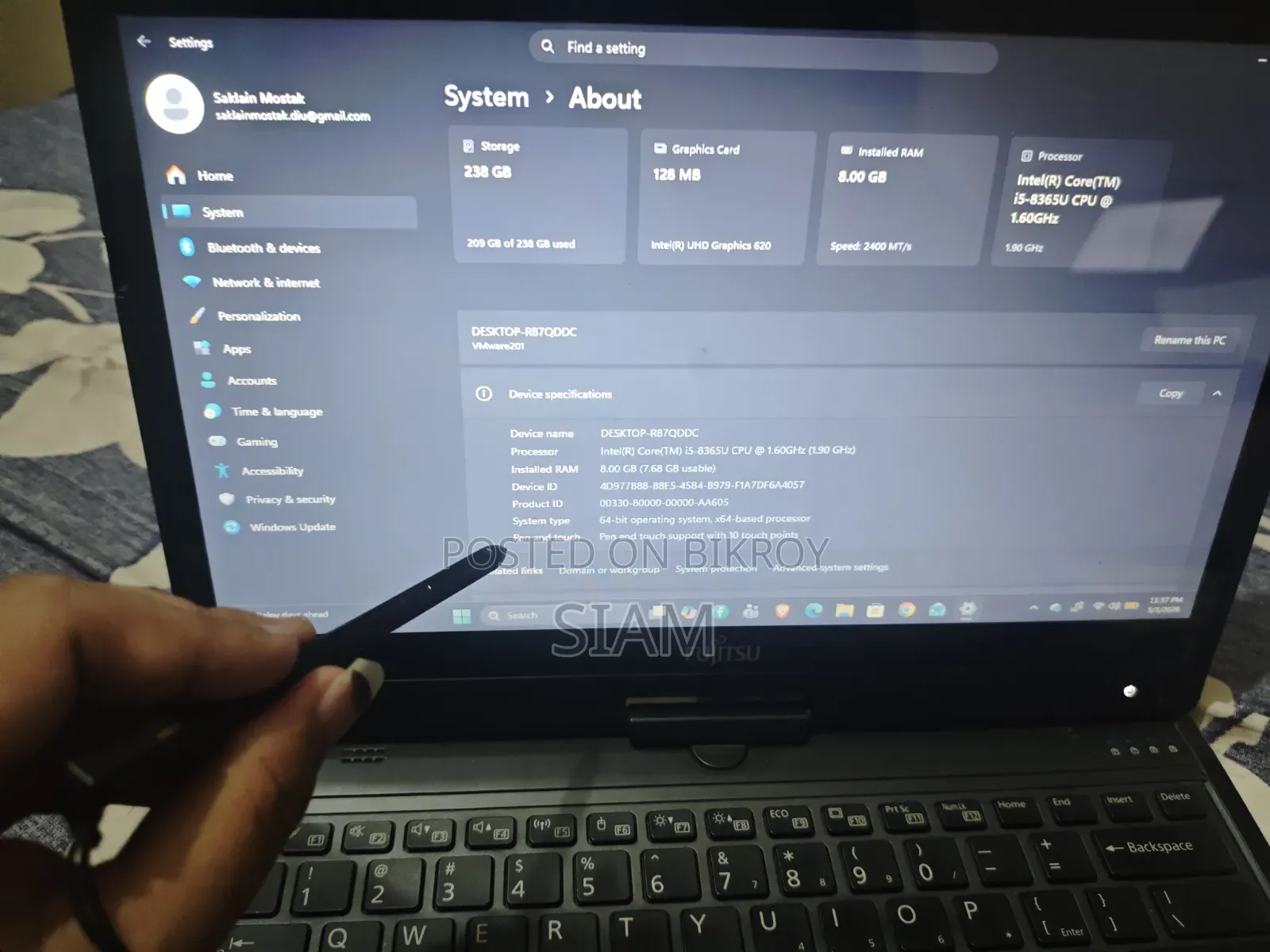 ল্যাপটপ Fujitsu 8GB Intel Core I5 SSD 256GB