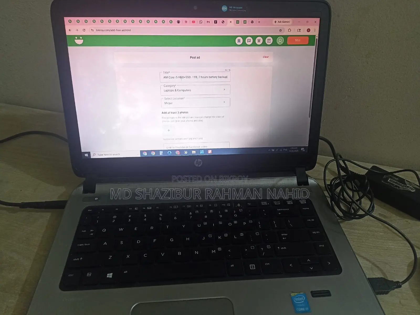 Laptop HP ProBook 450 G3 8GB Intel Core I5 HDD+SSD 1T
