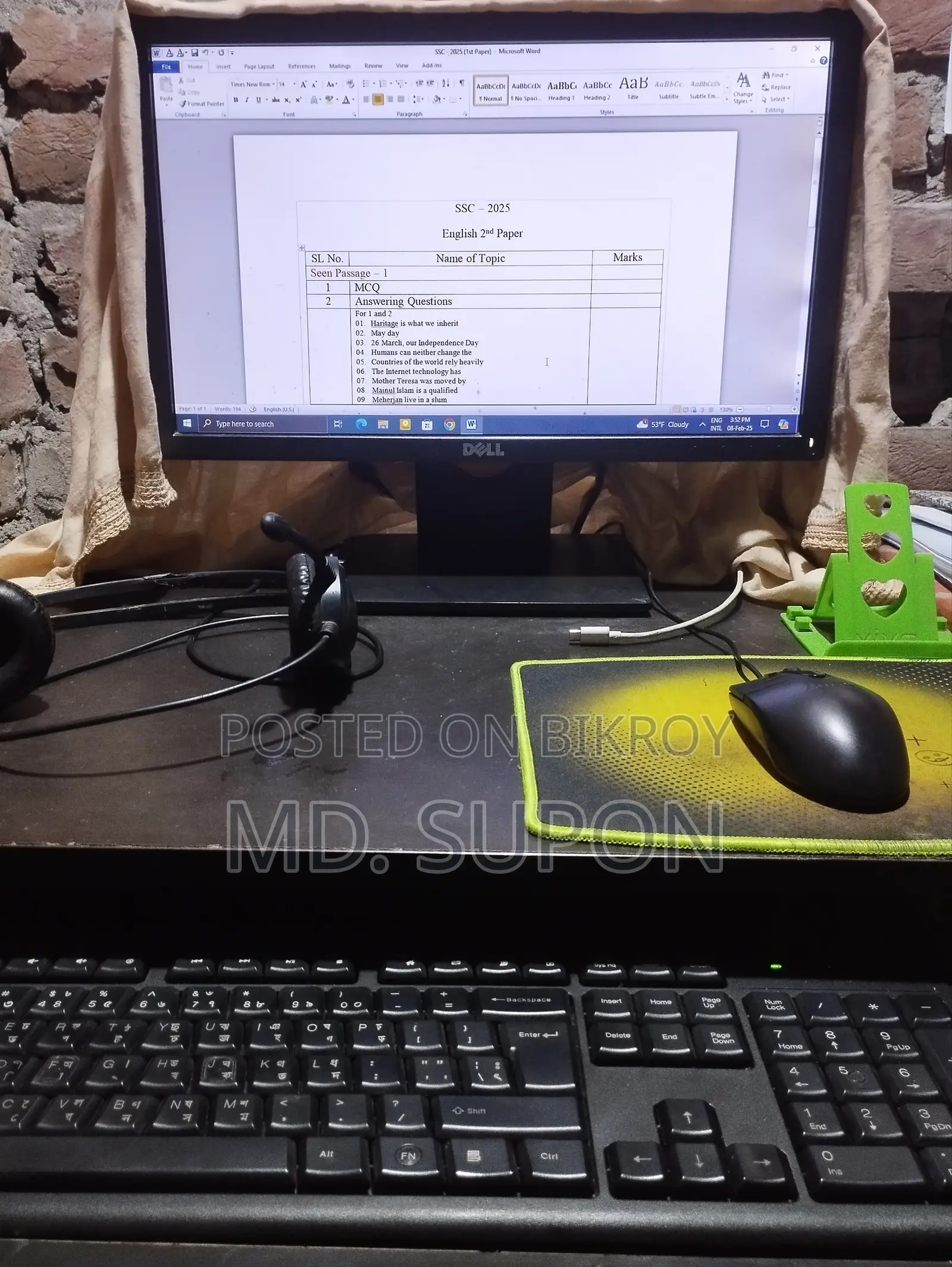 Desktop Computer 8GB Intel Core I5 HDD+SSD 500GB