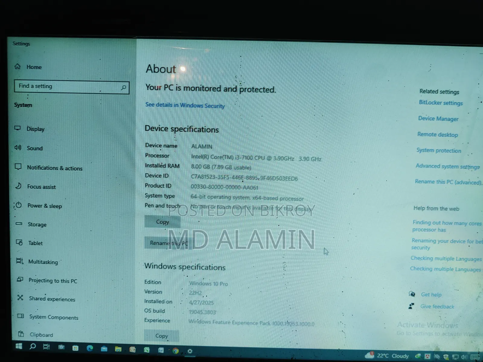 Desktop Computer 8GB Intel Core I3 SSD 1T