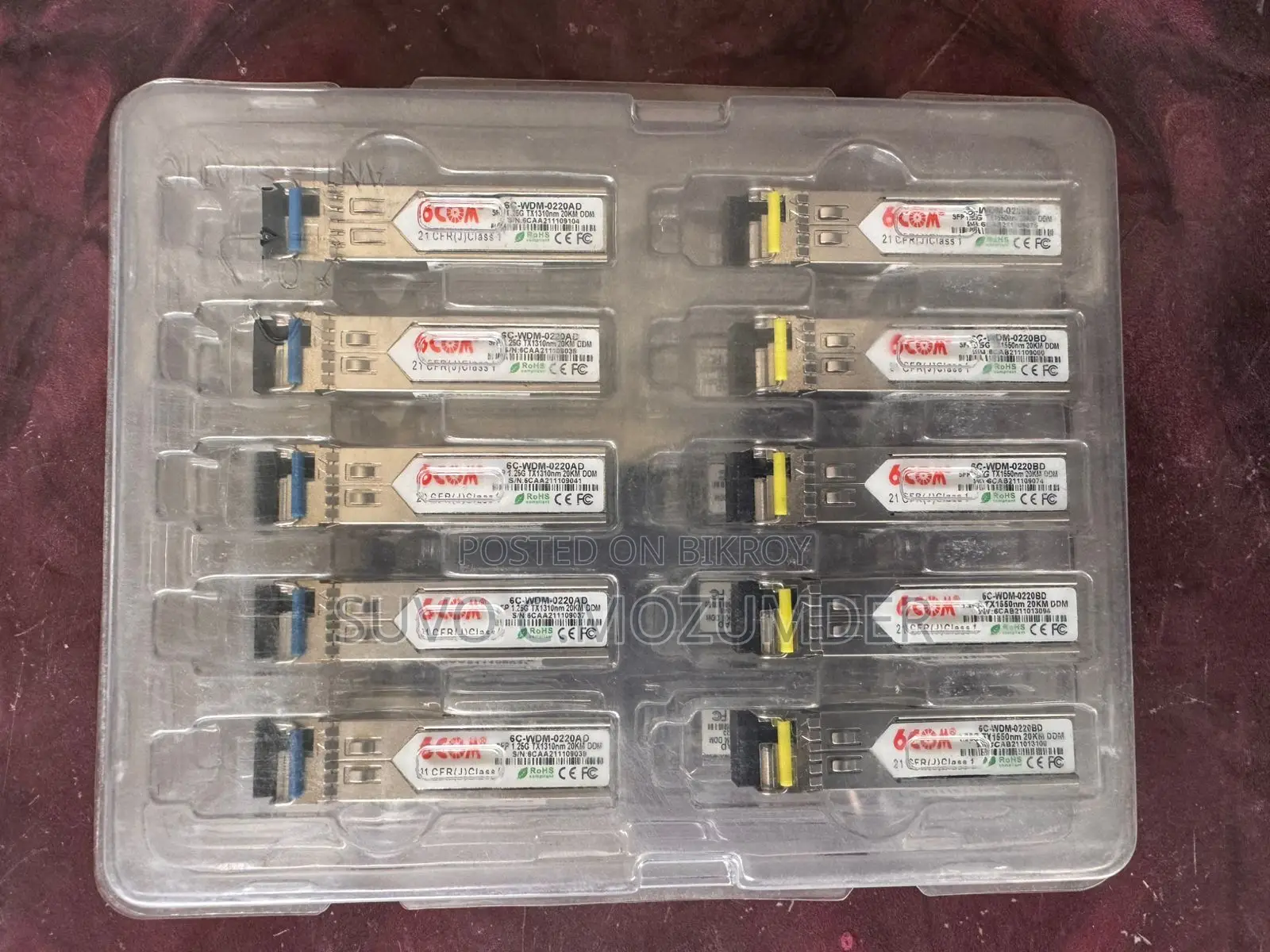6com SFP Module 1.25g 20km Sc 1310/1550nm Single Mode Single Fiber